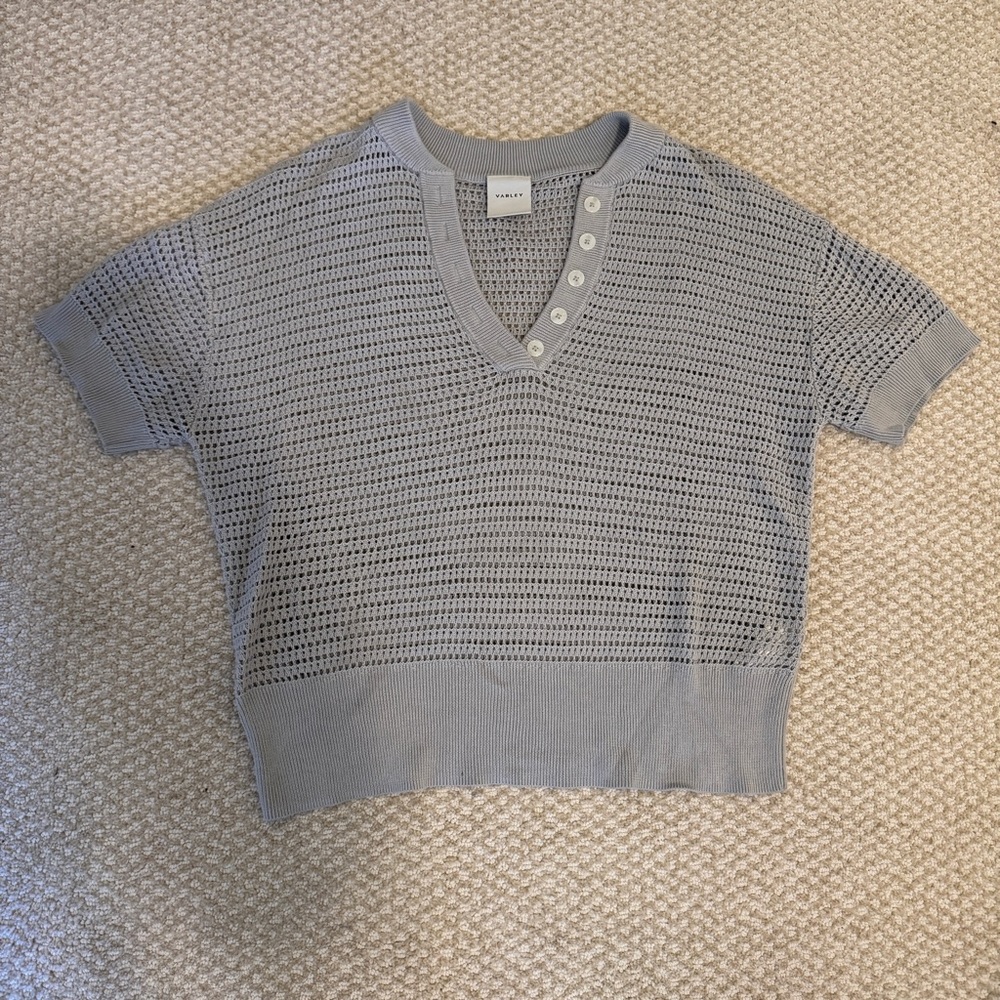 Varley Gray Short Sleeve Knit Top